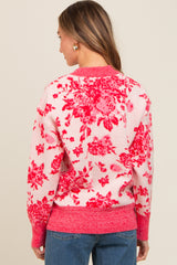 Pink Floral Crew Neck Sweater