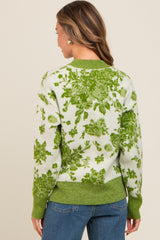 Green Floral Crew Neck Sweater