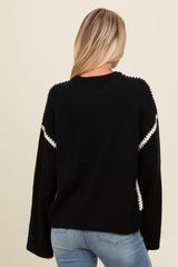 Black Contrast Stitch Sweater