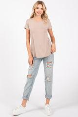 Mocha Basic Short Sleeve Top