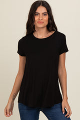 Black Basic Short Sleeve Top