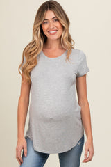 Heather Grey Basic Short Sleeve Maternity Top