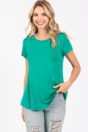 Green Basic Short Sleeve Top