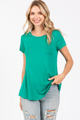 Green Basic Short Sleeve Maternity Top