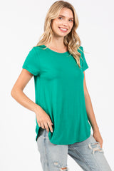 Green Basic Short Sleeve Top