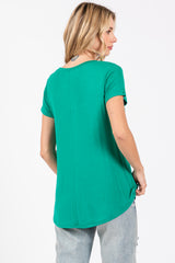 Green Basic Short Sleeve Top