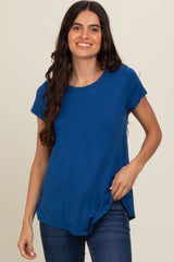 Royal Blue Basic Short Sleeve Top