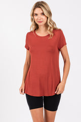 Rust Basic Short Sleeve Maternity Top