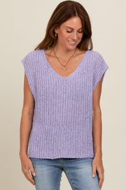 Lavender Sleeveless Chunky Knit Top