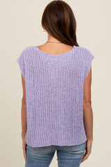 Lavender Sleeveless Chunky Knit Top