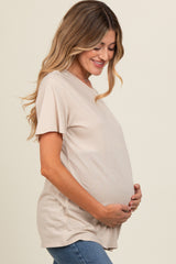 Beige Basic Maternity Tee