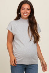 Heather Grey Mock Neck Knit Maternity Top