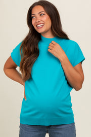 Teal Mock Neck Knit Maternity Top