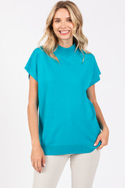 Teal Mock Neck Knit Top