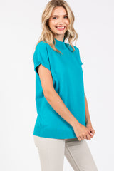 Teal Mock Neck Knit Top