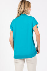 Teal Mock Neck Knit Top