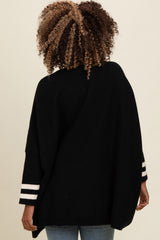 Black Mixed Stripe Dolman Sleeve Sweater