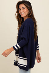 Navy Mixed Stripe Dolman Sleeve Sweater