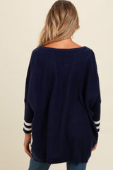 Navy Mixed Stripe Dolman Sleeve Maternity Sweater