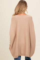 Beige Mixed Stripe Dolman Sleeve Maternity Sweater