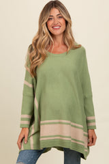 Olive Mixed Stripe Dolman Sleeve Maternity Sweater