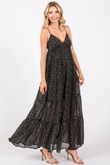 Black Floral Tiered Maxi Dress