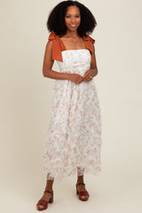 Peach Floral Ruffle Tiered Maxi Dress