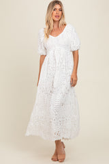 Ivory Eyelet Lace Maternity Midi Dress