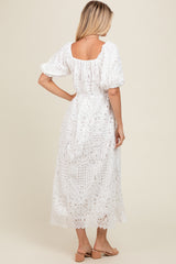 Ivory Eyelet Lace Midi Dress