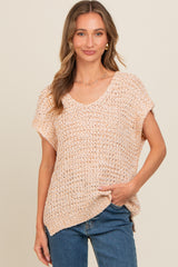 Beige V-Neck Sweater Maternity Top