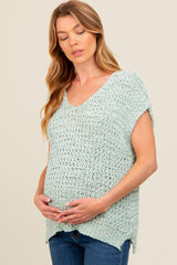 Light Olive V-Neck Sweater Maternity Top