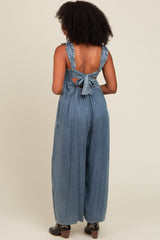 Denim Chambray Cutout Jumpsuit