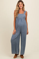 Denim Chambray Cutout Maternity Jumpsuit