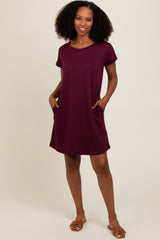 Burgundy Short Sleeve T-Shirt Dress