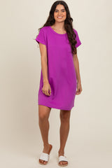 Magenta Short Sleeve T-Shirt Dress