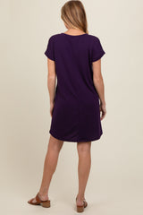 Purple Short Sleeve T-Shirt Maternity Dress