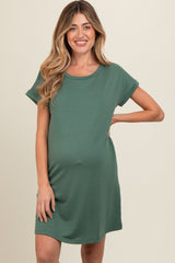 Olive Short Sleeve T-Shirt Maternity Dress