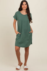 Olive Short Sleeve T-Shirt Maternity Dress