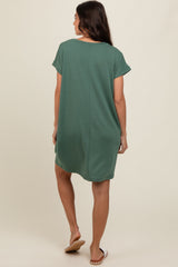 Olive Short Sleeve T-Shirt Dress