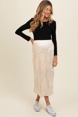 Ivory Velvet Crinkled Maternity Midi Skirt