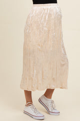 Ivory Velvet Crinkled Maternity Midi Skirt