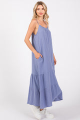 Blue Tiered Hem Midi Dress