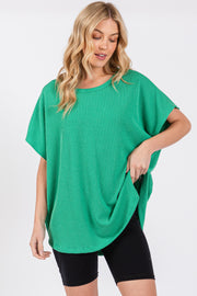 Green Ribbed Cutout Back Top