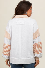 Heather Grey Colorblock Striped Maternity Long Sleeve Top