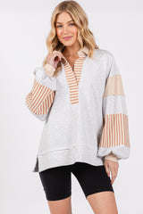 Heather Grey Colorblock Striped Maternity Long Sleeve Top