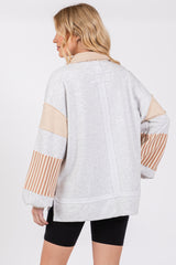 Heather Grey Colorblock Striped Long Sleeve Top