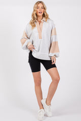 Heather Grey Colorblock Striped Long Sleeve Top