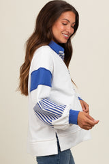 White Colorblock Striped Maternity Long Sleeve Top