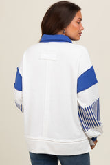 White Colorblock Striped Maternity Long Sleeve Top