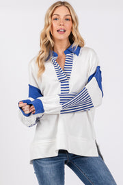 White Colorblock Striped Long Sleeve Top